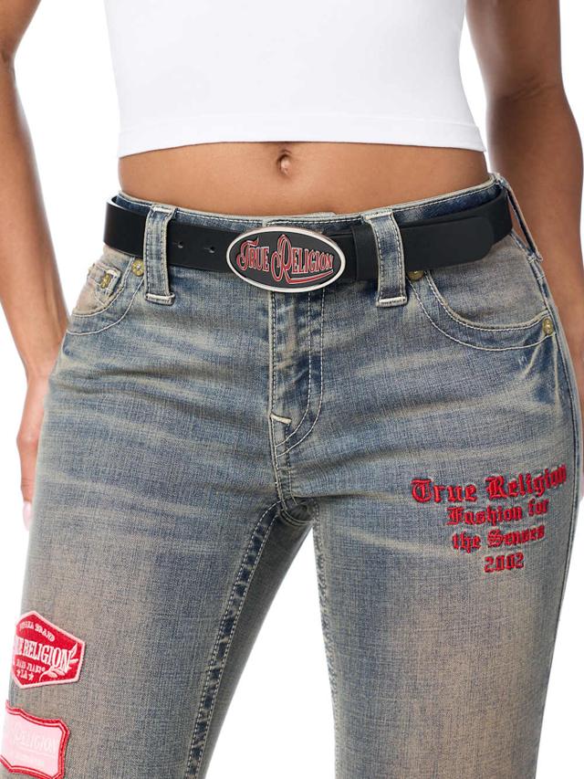 logo script buckle belt