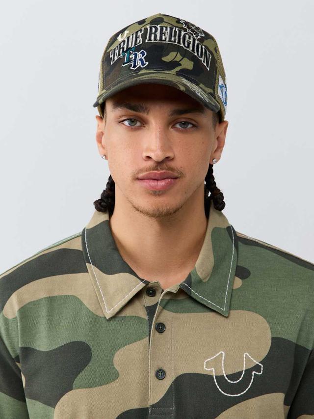 multi-logo trucker hat
