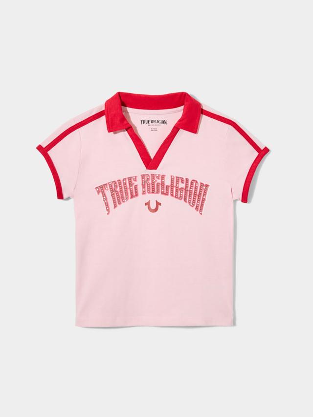 girls logo piping polo shirt