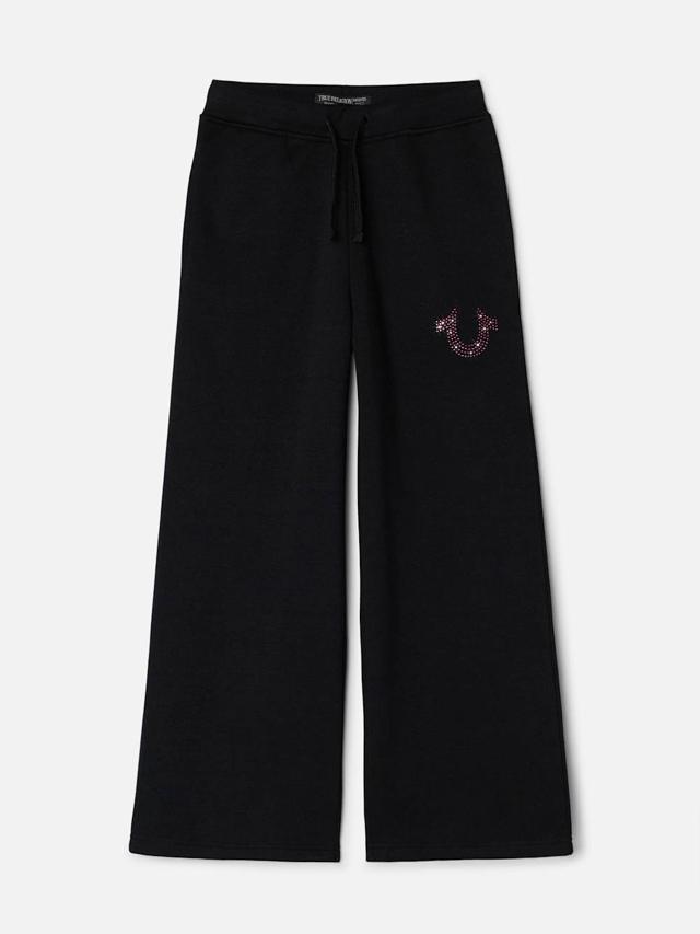 girls rhinestone horseshoe wide leg sweatpant