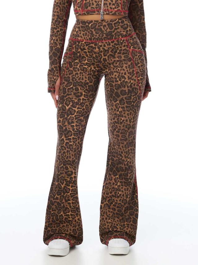 horseshoe leopard baby terry bootcut pant